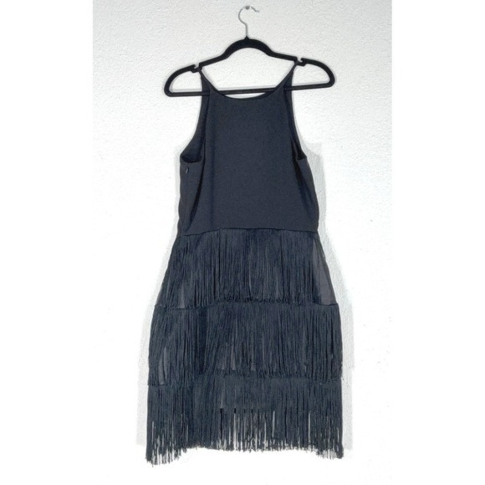 Hutch by Anthropologi Black Fringe Mini Dress - S - Tiered Flapper dress